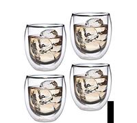 Feelino Tazas de Cafe, Juego 4 Tazas Cristal de Doble Pared 320 ml, Vasos Cafe con Leche Térmicos, Taza Doble Pared Aislante, Cappuccino, Macchiato, Café Helado, Tazas Cafe Cristal Transparente