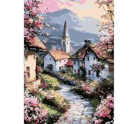 feelive Pintura por Números para Adultos, Ciudad Paisaje DIY Pintura por Números, Kit de Pintura al óleo de Lienzo para con Pinceles, Pigmento Acrílico 30 x 40cm