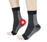 FEELJAM Neuropathie Socken, Nano-Neuropathie-Socken, Soothe Relief Socks for Plantar Fasciitis, Calcetines de Compresión para Neuropatía Alivio del Dolor de Tobillo(L-XL, Black)
