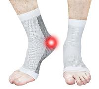 FEELJAM Neuropathie Socken, Nano-Neuropathie-Socken, Soothe Relief Socks for Plantar Fasciitis, Calcetines de Compresión para Neuropatía Alivio del Dolor de Tobillo(L-XL, White)