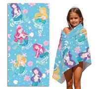 FEELJAM Toalla de Playa para niña, diseño de Sirena, 70 x 140 cm, poliéster