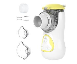 FEELLIFE Nebulizador Portatil para Bebe y Adultos, Nebulizador Silencioso Tasa de Atomización Ajustable, Inhalador Recargable para El Tratamiento de Tos, Asma, Enfermedades Respiratorias-Amarillo