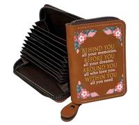FEELMEM Billetera de piel con texto en inglés "Behind You All Your Memories" para tarjetas de crédito, regalos inspiradores para él y ella, piel, S, Contemporáneo