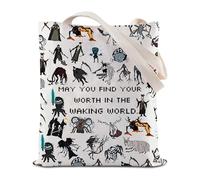 FEELMEM Bloodborne Game Inspired Gift May You Find Your Worth In The Waking World, bolsa de mano Dark Fantasy Game Merchandise, beige, 1