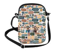 FEELMEM Bolsa cruzada con citas de programas de televisión, regalo de programa de televisión, bolsa cruzada, regalo de comedia, beige, size