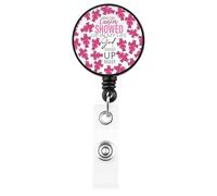 FEELMEM Carrete de insignia cristiana para concienciación sobre el cáncer de mama, soporte de identificación retráctil inspirador, regalo religioso para guerreros sobrevivientes (beige)