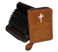 FEELMEM Cartera de cuero cristiano para tarjetas de crédito para confirmación católica, piel, S, Contemporáneo