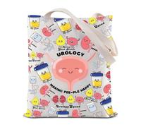 FEELMEM Divertida bolsa de regalo para enfermera, nefrología, médico, estudiante, diálisis, riñón, enfermera, regalo, bolsa de compras, beige, 1