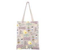 FEELMEM Egg Quotes Gift Out Damned Spot - Bolsa de compras reutilizable con diseño de huevo, bolsa de comestibles Fair Is Foul, regalo para amantes de los libros, beige, 1
