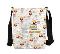 FEELMEM Goose Game Merch - Divertida bolsa cruzada con diseño de ganso con texto en inglés "If You're A Goose Honk Twice", regalo humorístico, beige