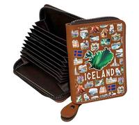 FEELMEM Iceland Souvenirs - Cartera de piel para tarjetas de crédito, diseño de cultura islandesa, piel, S, Contemporáneo