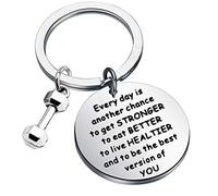 FEELMEM Joyería de Entrenamiento Fitness Gift Every Day is Another Chance to Get Stronger Mancuerna Llavero de levantamiento de peso para amantes de la fitness, Entrenador personal