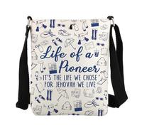 FEELMEM JW Pioneer - Bolso cruzado Life of A Pioneer Testigo de Jehová, bolso cruzado para predicar el mejor regalo de JW, beige