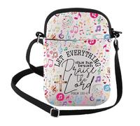 FEELMEM Music Lover Gift Let Everything That Has Breath Praise Salmo 150:6 - Bolso cruzado con versículo bíblico, beige, size