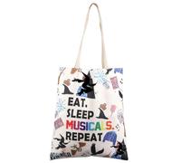 FEELMEM Musical Gift Eat Sleep Musicals Repeat Canvas Bag Musical Concert Fans Gift Broadway Tote Handbag