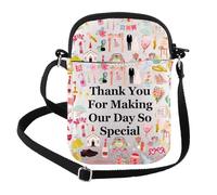 FEELMEM Planificador de boda, regalo con texto en inglés "Thank You For Making Our Day So Special", bolsa cruzada para fiesta de boda, regalo para coordinador de boda, beige, size