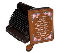 FEELMEM Portatarjetas de cuero con citas inspiradoras You are Braver Than You Believe, piel, S, Contemporáneo