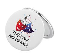FEELMEM Regalos de teatro, sin drama, espejo compacto, para amantes del teatro, maquillaje, teatro, máscara de drama, regalo para actor y actriz (beige)