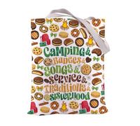 FEELMEM Scout - Bolsa de mano para camping, insignias de camping, servicio de hermandad, viaje de exploración, bolsa de hombro, regalo para distribuidor de galletas (beige)