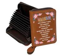 FEELMEM Warrior Gift - Regalos inspiradores para sobrevivientes de cáncer, de cuero, tarjetero, cartera para recuperación de adicciones, regalos para sobrevivientes, piel, S, Contemporáneo