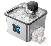 FEELNEEDY Fuente para Gatos sin Cable con 6 Filtros, 3.2L Bebedero Gatos en Acero Inoxidable con Sensor de Movimiento, Visualización del Filtro, Apta para Lavavajillas, 4000mAh Batería Recargable