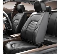 FEELON ZC - Juego Completo de 5 Fundas para Asientos Delanteros y Traseros de Coche, de Piel de napa, Impermeables, con reposacabezas, Ajuste Universal para sedanes, SUV, camionetas, Color Negro