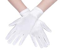 Feelorna Guantes de Ópera Cortos, Guantes de Satén de Noche hasta la Muñeca, Guantes de Disfraces Formales Vintage, Guantes de Mujer para Boda, Prom, Fiesta de Ópera