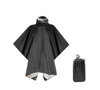 Feelorna Poncho de lluvia impermeable para mujer y hombre, reutilizable, con capucha, para adultos, 3 en 1, multifuncional, para senderismo, camping, equitación, Negro , Talla única