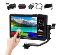 FEELWORLD F5 Pro V4 - Monitor de campo de cámara DSLR de 6 pulgadas + batería + funda de transporte + cables micro HDMI - Monitor de video de pantalla táctil con LUT 3D 1080P 4K HDMI con placa de