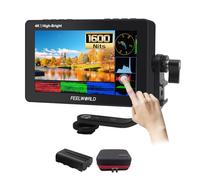 FEELWORLD F5 PRO X 1600nits - Monitor de cámara + batería + bolsa de transporte, pantalla táctil DSLR de 5,5', luz diurna, campo visible, monitor 4K con monitor de vídeo 3D LUT HDMI, HDMI,