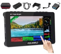 FEELWORLD F6 Pro + batería + estuche de transporte de 5.5 pulgadas 1600nits 1920 x 1080 IPS visualización táctil DSLR cámara monitor de campo con 3D LUT F970 kit externo instalar 4K HDMI entrada