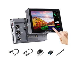 FEELWORLD H5 5,5 Pulgadas 12G-SDI 1200nit Aluminio Monitor de Campo de Pantalla táctil de Forma de Onda HDR 3D LUT a Cabo para cineasta fotógrafo