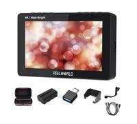FEELWORLD Monitor de campo de cámara DSLR de 5.5 pulgadas, 1600 nits, pantalla táctil, forma de onda, 3D LUT F970, kit externo, instalación de 1920 x 1080, entrada HDMI 4K, salida tipo C + batería +