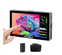 FEELWORLD P6X - Carcasa de aluminio de 1200 nits de brillo de 5.5 pulgadas en el monitor de la cámara, monitor de cámara DSLR HDMI 4K con lut 3D, todas las formas de onda incluyen batería, funda de