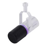 Feelworld PM1 XLR/USB Micrófono Dinámico para Grabación de Blogs Juegos Retransmisión en Directo con Luces RGB, Función de Silencio, Conexión para Auriculares,odo de Polaridad Cardioide(Blanco)