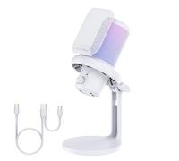 Feelworld VM1 Blanco PC Gaming USB Micrófono Condensador con cancelación de Ruido Mute Luz RGB, Accesorios de Ordenador para Gamer Youtube Twitch Podcast Streaming Grabación Online Chat PS4 PS5