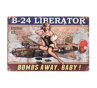 Feenomenn - Placa metálica decorativa vintage de avión bombardier USA B24 Liberator Pin Up (20 x 30 cm)
