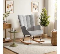 FEEOHOME - Silla mecedora, silla de lactancia para dormitorio y salón (terciopelo Teddy gris claro)