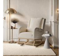 FEEOHOME - Silla para dormitorio infantil, silla mecedora con bolsillos laterales, silla con apoyabrazos y respaldo, base de madera, para dormitorio, salón