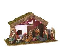 FEERIC CHRISTMAS Belen de Navidad luminoiso, Porcelana Madera, Multicolor