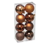 FEERIC CHRISTMAS - Deco de árbol - Juego de 8 Bolas de Navidad de 7 cm - Bronce y Marrón