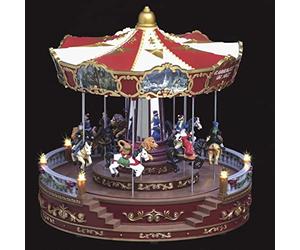 Feeric Light and Christmas Village de Navidad carrusel Animado, Brillante y Musical