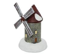 FEERIC LIGHTS & CHRISTMAS - Aldea de Navidad iluminada Molino de Viento Animado h15cm 4 Leds Blanco cálido Funciona con Pilas