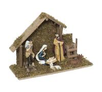 FEERIC LIGHTS & CHRISTMAS - Cuna de Navidad led con 7 Figuras 30x20cm Resina y Madera