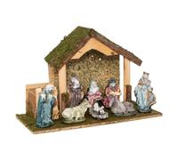 FEERIC LIGHTS & CHRISTMAS - Cuna de Navidad Luminosa con 8 santones de 20 cm de Altura y 5 LED