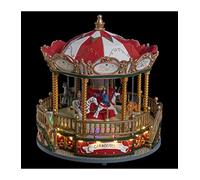 FEERIC LIGHTS & CHRISTMAS Pueblo de Navidad carrusel Animado 14 LED + Transformador