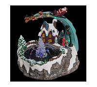 FEERIC LIGHTS & CHRISTMAS Pueblo de Navidad Fuente Papá Noel y Trineo 20 LED + Transformador