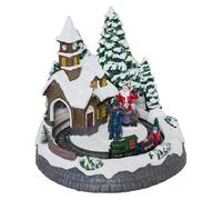 FEERIC LIGHTS & CHRISTMAS Pueblo de Navidad Iglesia y túnel Animado 12 LED a Pilas