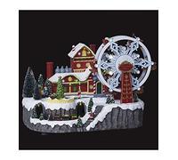 FEERIC LIGHTS & CHRISTMAS Pueblo de Navidad Noria Animado 51 LED + Transformador