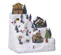 FEERIC LIGHTS & CHRISTMAS Pueblo de Navidad Pista de esquí Animado/Musical 24 LED + Transformador